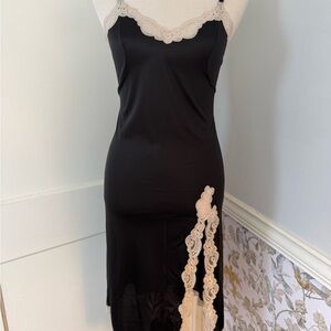 Vanity Fair Black Dress with Cream Lace